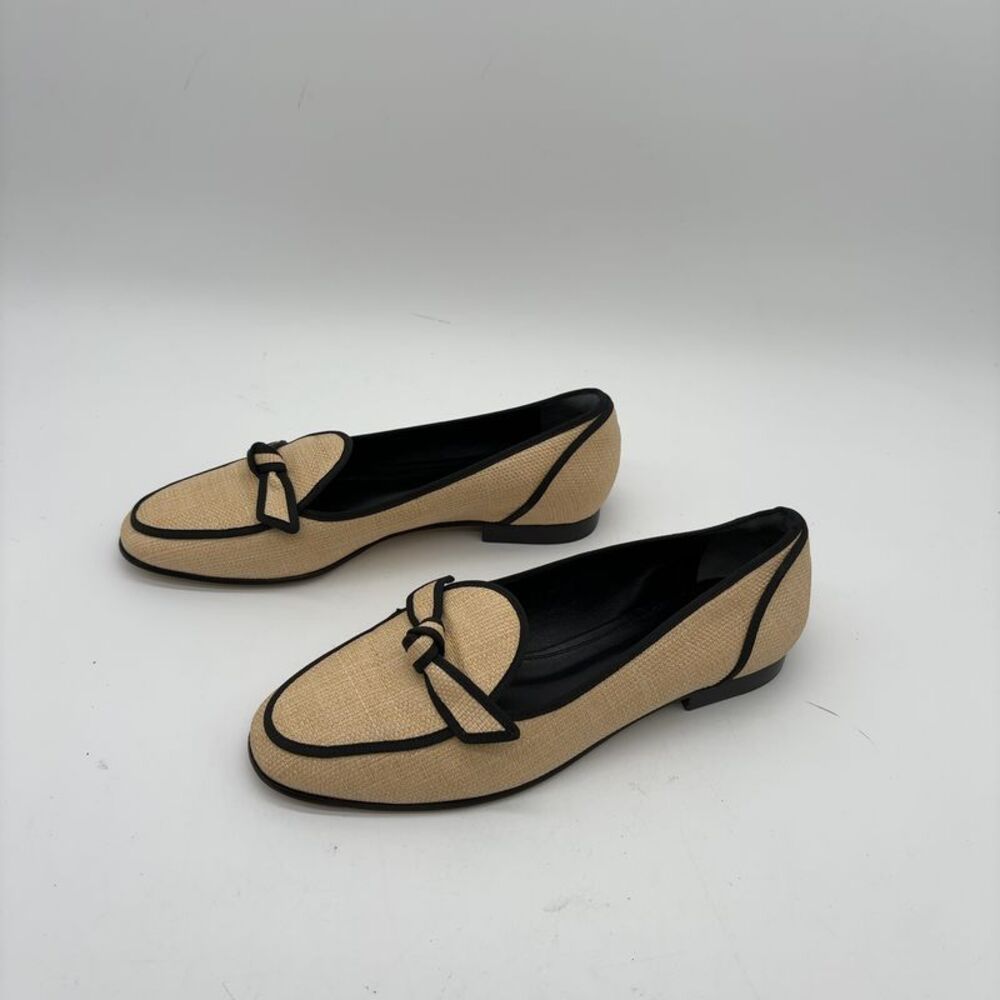Alexandre Birman Beige and Black Trim Loafers